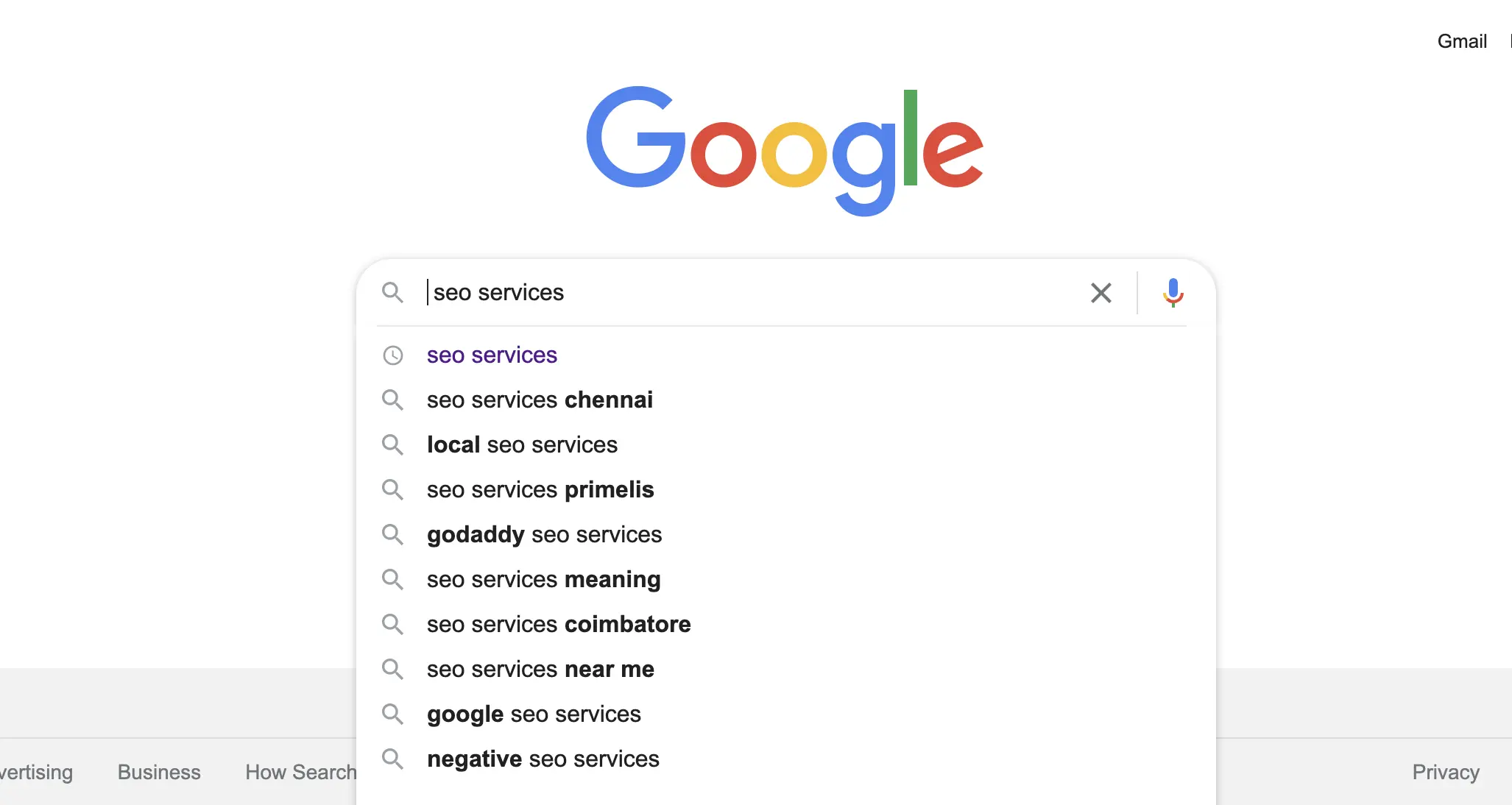 Google Autofill - Space before search terms