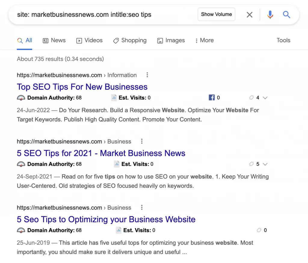 Identifying Keyword Cannibalization by Google search - site
