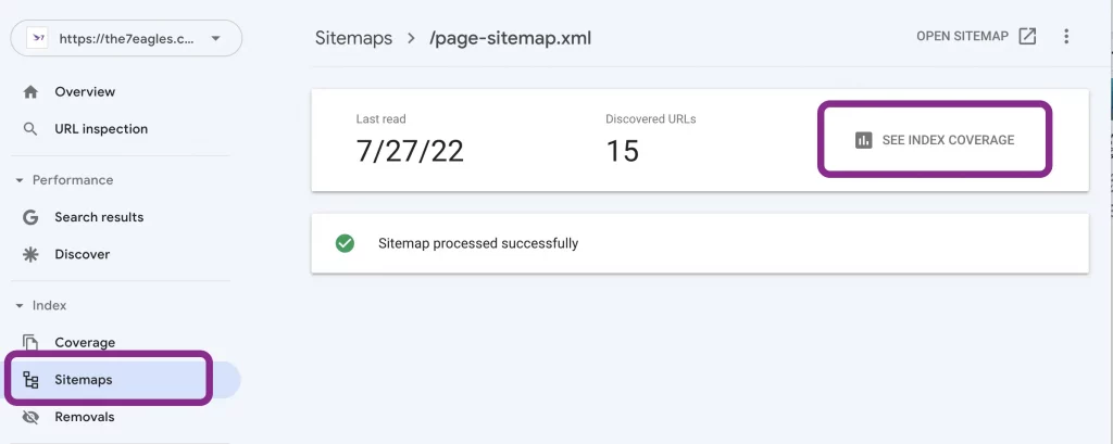 To Check Coverage Issues via Sitemap.xml