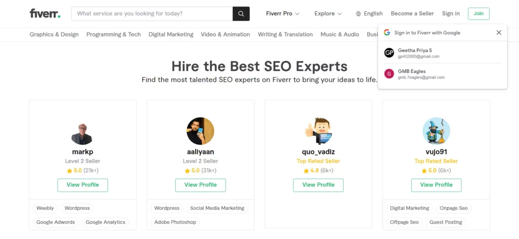 Fiverr Where To Find SEO Experts