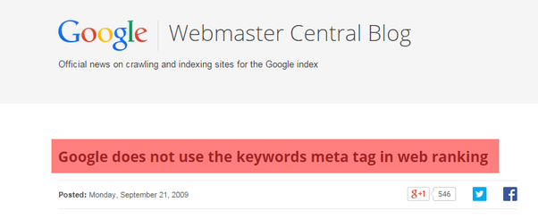 Google Discontinue the Use of Meta Keywords